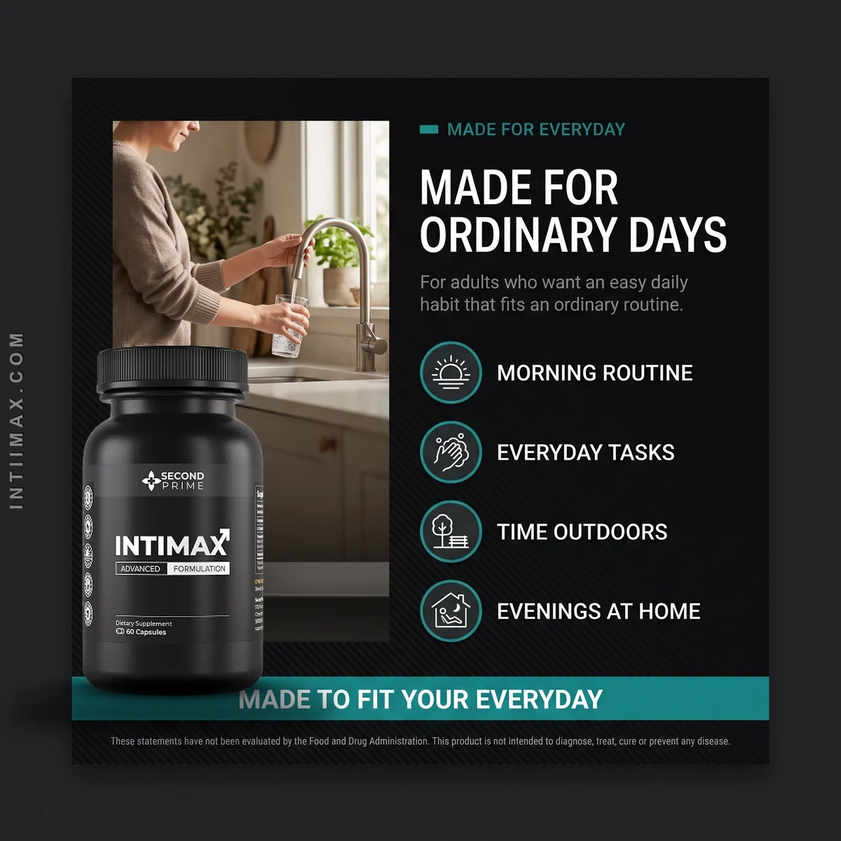 Intimax men's vitality capsules made to fit an ordinary daily routine